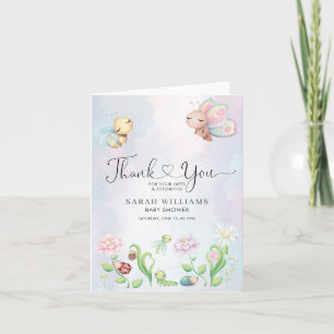Whimsical A Little Love Bug Rainbow Thank You Card