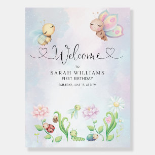 Whimsical A Little Love Bug Rainbow Welcome Foam Board