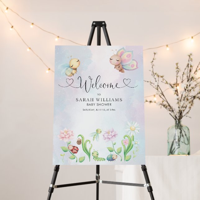 Whimsical A Little Love Bug Rainbow Welcome Foam Board (In Situ (Stand))