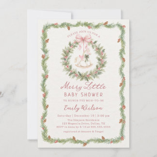 Whimsical A Merry Little Christmas Baby Shower Invitation