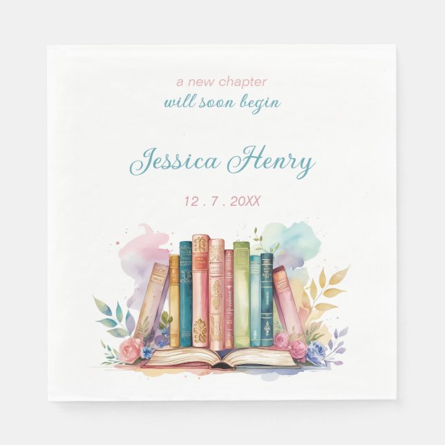 Whimsical A New Chapter Book Bridal Shower  Napkins (Front)