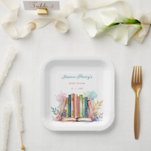Whimsical A New Chapter Book Bridal Shower Paper Plates