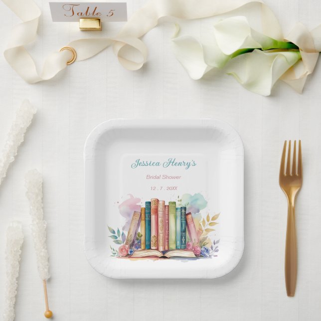 Whimsical A New Chapter Book Bridal Shower  Paper Plates (Wedding)