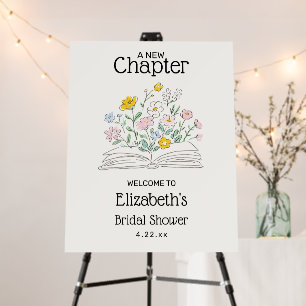 Whimsical A New Chapter Bridal Shower Welcome Sign