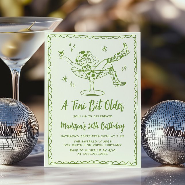 Whimsical A Tini Bit Older Green Birthday Party Invitation (Creator Uploaded)