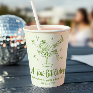 Whimsical A Tini Bit Older Green Birthday Party Paper Cups