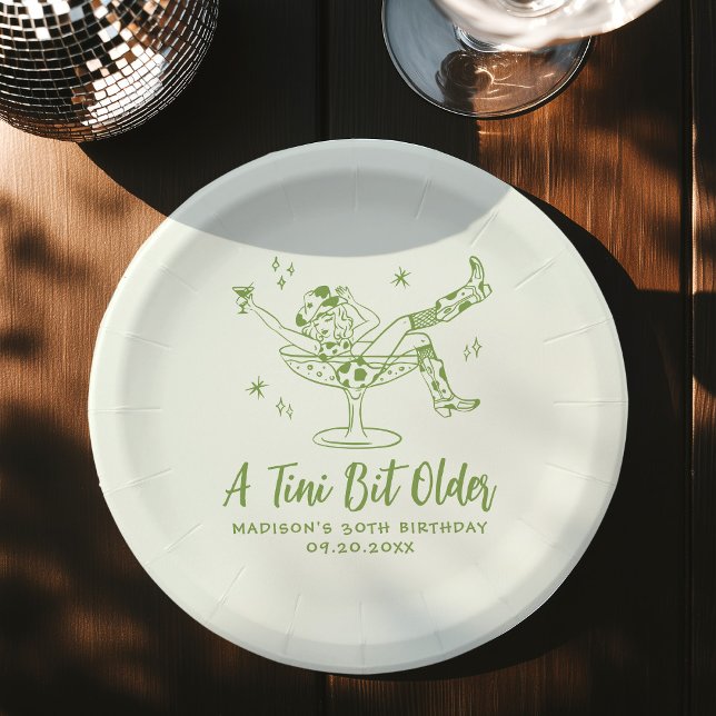 Whimsical A Tini Bit Older Green Birthday Party Paper Plates (Creator Uploaded)