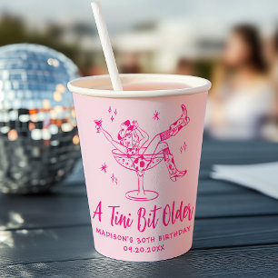 Whimsical A Tini Bit Older Hot Pink Birthday Party Paper Cups