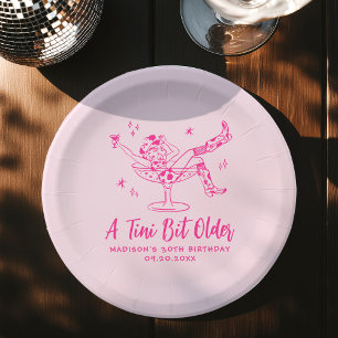 Whimsical A Tini Bit Older Hot Pink Birthday Party Paper Plates