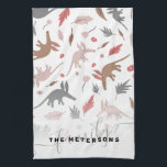 Whimsical aardvark pink brown pattern illustration kitchen towel<br><div class="desc">Whimsical aardvark pink brown pattern illustration with modern and cute wild animal pattern and flowers.</div>