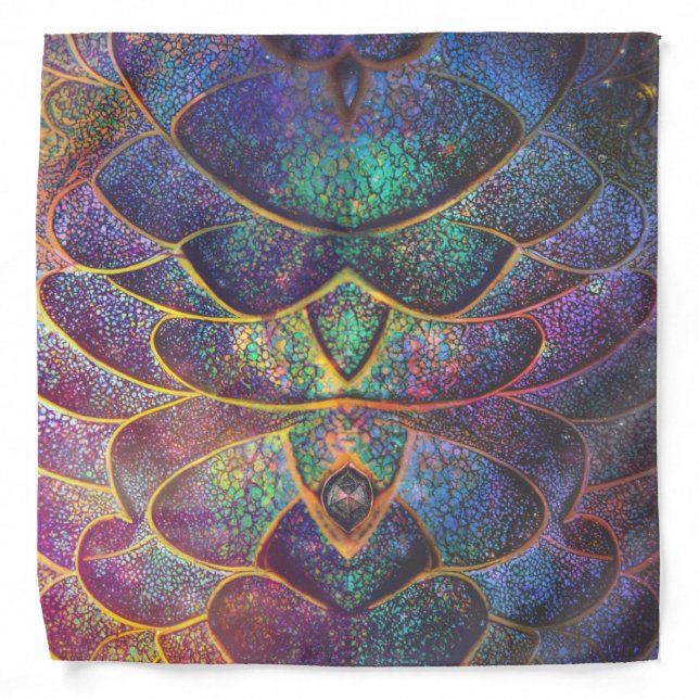 Whimsical Abstract Dragon Scales Cool Fractal Art Bandana (Front)