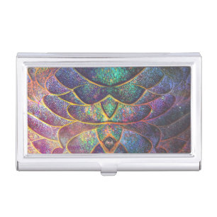 Whimsical Abstract Dragon Scales Cool Fractal Art Business Card Case
