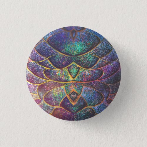Whimsical Abstract Dragon Scales Cool Fractal Art Button