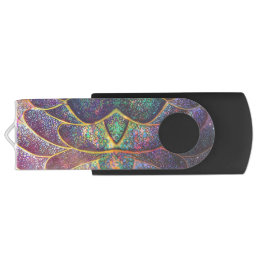 Whimsical Abstract Dragon Scales Cool Fractal Art Flash Drive