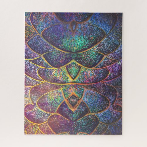 Whimsical Abstract Dragon Scales Cool Fractal Art Jigsaw Puzzle