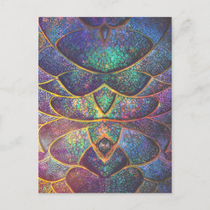 Whimsical Abstract Dragon Scales Cool Fractal Art Postcard