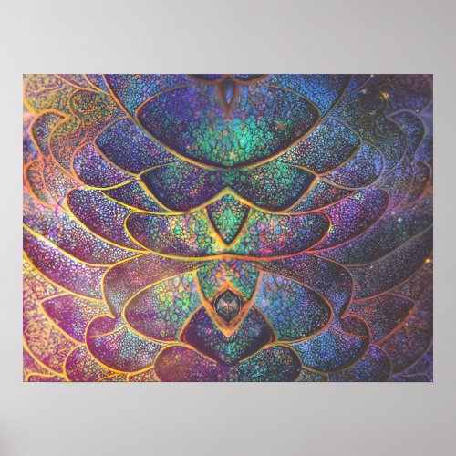 Whimsical Abstract Dragon Scales Cool Fractal Art Poster