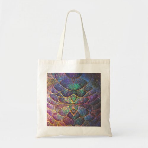 Whimsical Abstract Dragon Scales Cool Fractal Art Tote Bag