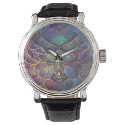 Whimsical Abstract Dragon Scales Cool Fractal Art Watch