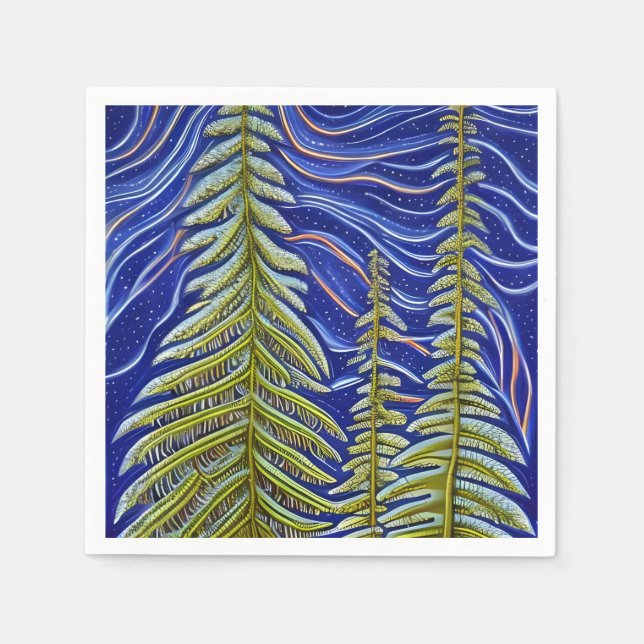 Whimsical Abstract Evergreens Napkins (Front)