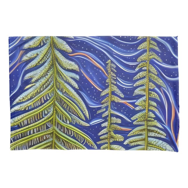 Whimsical Abstract Evergreens Pillow Case (Front-Left)