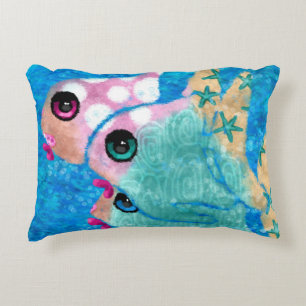 Whimsical Abstract Fish Accent Throw Pillow