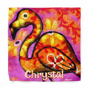 Whimsical Abstract Flamingo Bird Personalized Bandana