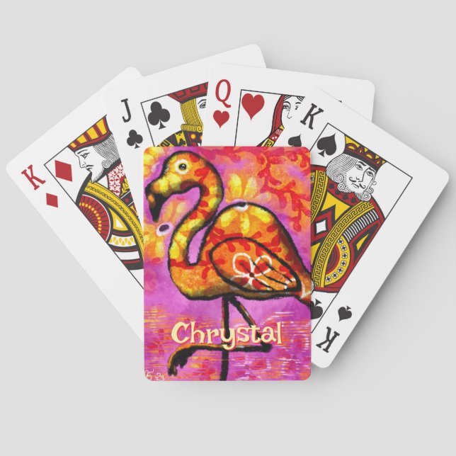  Whimsical Abstract Flamingo Bird Personalized Poker Cards (Back)