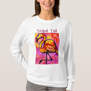Whimsical Abstract Flamingo Pink Orange Floral  T-Shirt