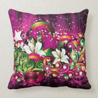 Whimsical Abstract Flowers Throw pillow