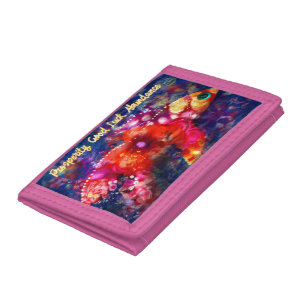 Whimsical Abstract Goldfish Purple Orange Pink Trifold Wallet
