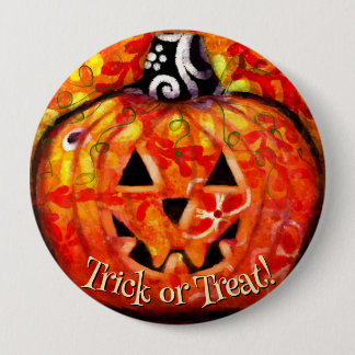 Whimsical Abstract Jack O Lantern Personalized Button