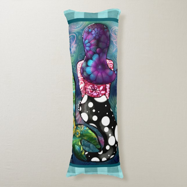 Whimsical Abstract Mermaid Nautical Teal Seashells Body Pillow (Front Vertical)