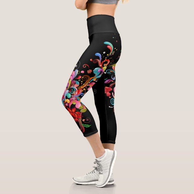 Whimsical Abstract Multicolor Capri Leggings (Left)
