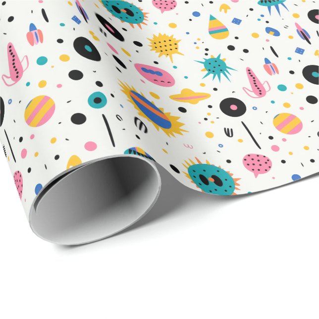 Whimsical Abstract Party Pattern Wrapping Paper (Roll Corner)