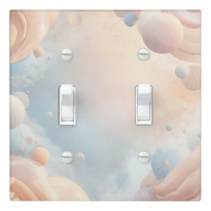 Whimsical abstract Pastel Clouds Floating Orbs Light Switch Cover