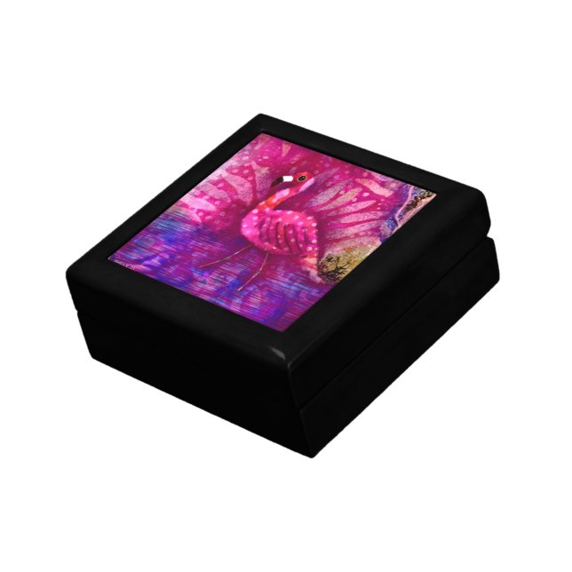 Whimsical Abstract Pink Flamingo Purple Green Gift Box (Side)