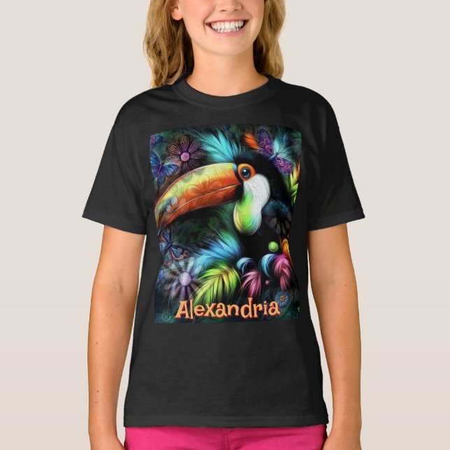 Whimsical Abstract Toucan Bird Personalized T-Shirt (Front)