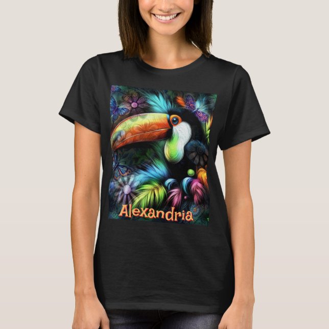 Whimsical Abstract Toucan Bird Personalized T-Shirt (Front)