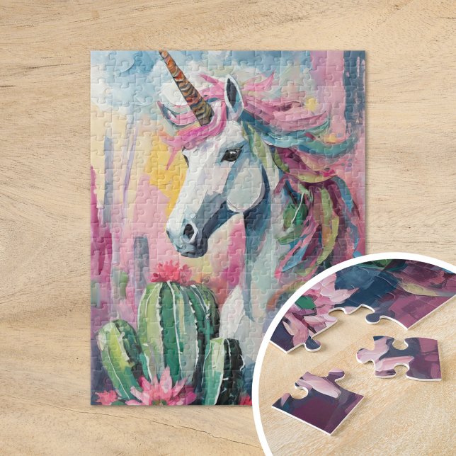 Whimsical Abstract Unicorn and Succulents Jigsaw Puzzle (Creator Uploaded)