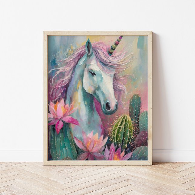 Whimsical Abstract Unicorn and Succulents Poster (Creator Uploaded)