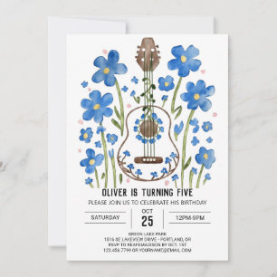 Whimsical Acoustic Guitar Boy Birthday Invitation