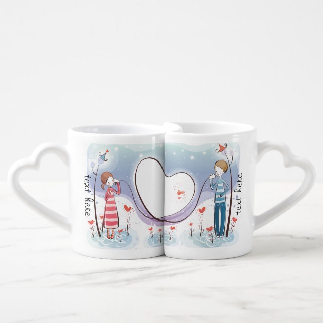 Whimsical Across the Miles Coffee Mug Set (Front Nesting)