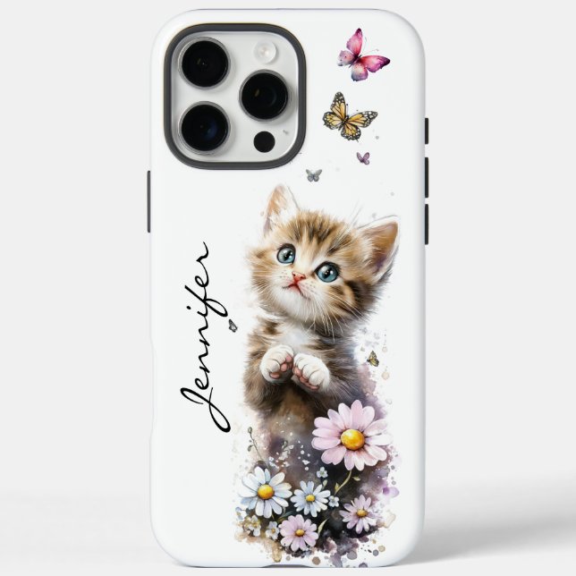 Whimsical Adorable Cute Kitten iPhone / iPad case (Back)