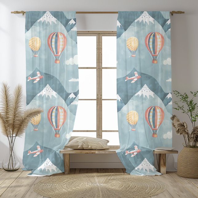 Whimsical Adventure | Hot Air Balloons & Airplanes Sheer Curtains (Creator Uploaded)