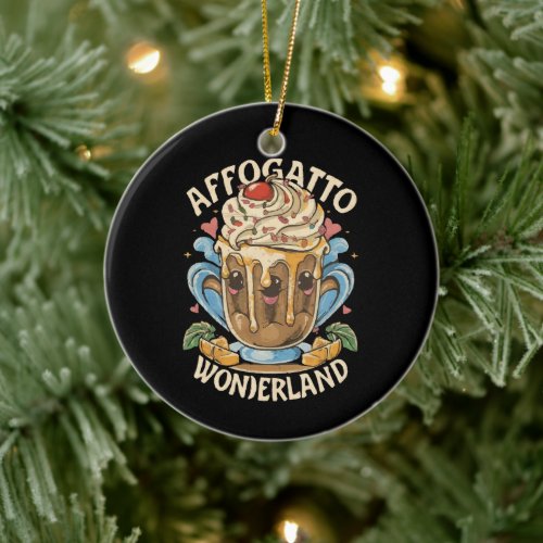 Whimsical Affogato Wonderland Affogato Coffee Ceramic Ornament