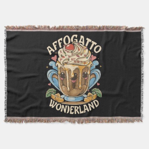 Whimsical Affogato Wonderland Affogato Coffee Throw Blanket