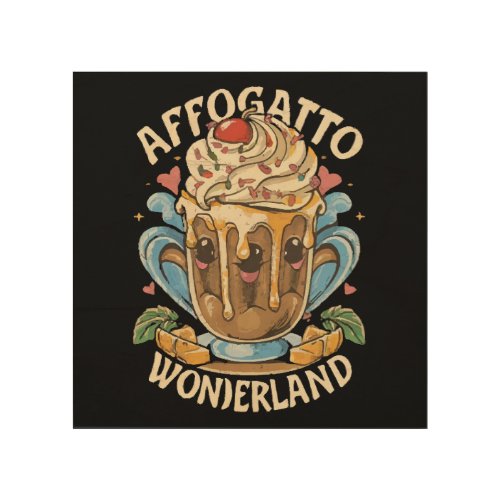 Whimsical Affogato Wonderland Affogato Coffee Wood Wall Art