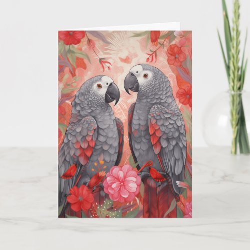 Whimsical African Grey Christmas Cards 