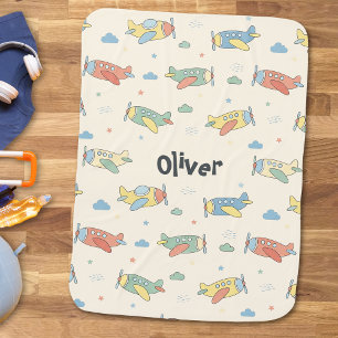 Whimsical Airplane Pattern Baby Blanket